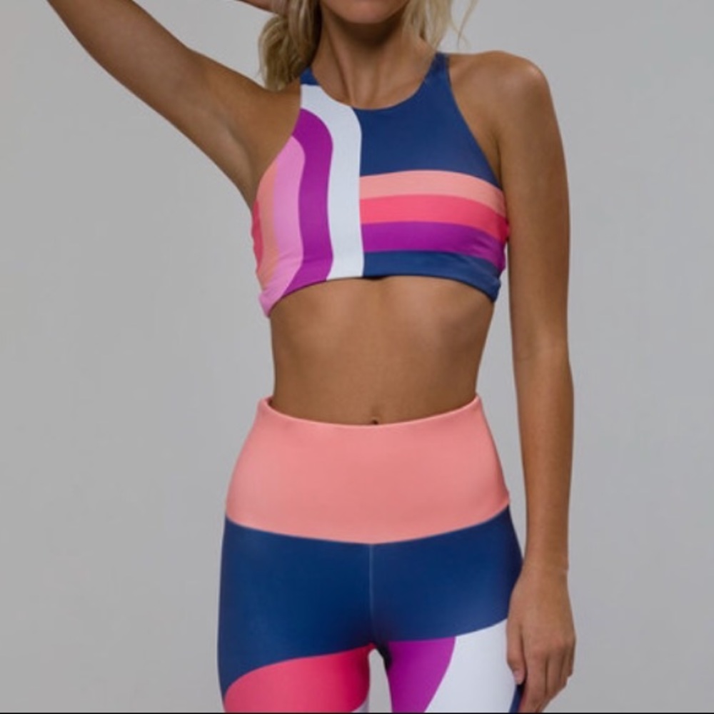 High Neck Elastic Bra - Curvy Geo sz M/L